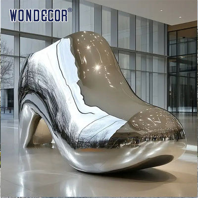 Customized modern street high-heeled shoe stainless steel sculpture
