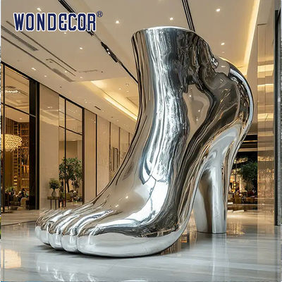 Customized modern street high-heeled shoe stainless steel sculpture