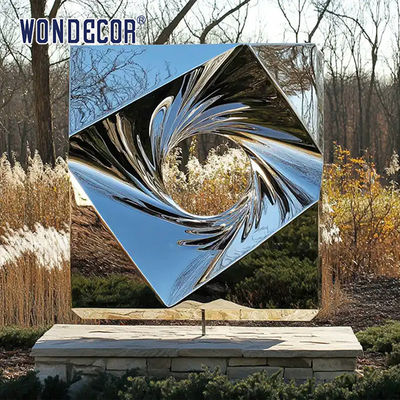 Outdoor Large-Scale Metal Landscape "Mirror Dimension - Geometric Infinity" Stainless Steel Sculpture