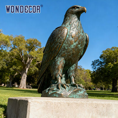 Life-Size Realistic Bronze Eagle Metal Animal Sculpture, Handcrafted Artwork for Outdoor Decor & Landscape Ornament