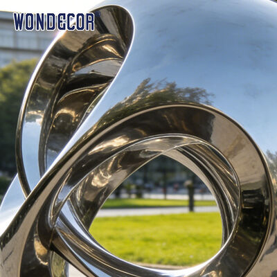Large Outdoor Metal Sculpture "Flowing Vortex" Stainless Steel Spherical Decorative Ornament