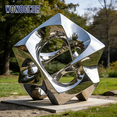 Large Scale "Edge Light Vortex" Mirror Stainless Steel Geometric Art Sculpture in Outdoor Park