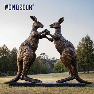 Life Size Outdoor Bronze Kangaroo Fighting Statue Sculpture