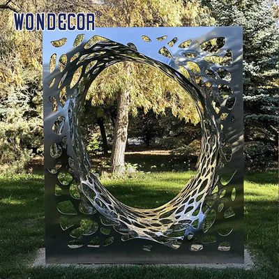 Outdoor Large-Scale Metal Landscape "Mirror Dimension - Geometric Infinity" Stainless Steel Sculpture
