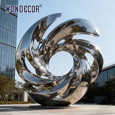 Large outdoor modern urban landmark architectural art metal stainless steel sculpture