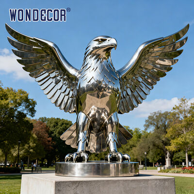 Large-scale Modern-style Metal Craft Eagle Stainless Steel Sculpture for Outdoor Use