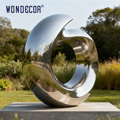 Large-Scale Abstract Circular Stainless Steel Sculpture for Outdoor Plaza