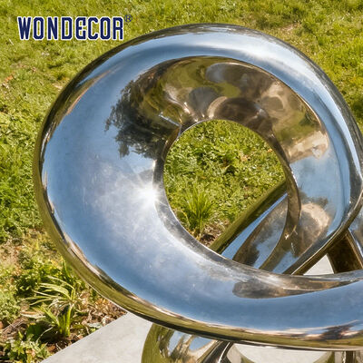 Large Outdoor Modern-Style Abstract Geometric Stainless Steel Sculpture for Parks