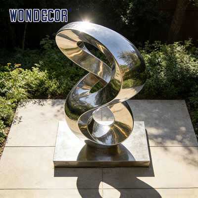 Large outdoor courtyard modern metal art "Lucky 8" stainless steel sculpture